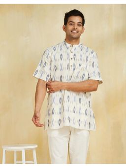 Fabindia - White Cotton Ikat Short Kurta