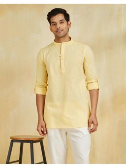 Fabindia - Yellow Cotton Slim Fit Short Kurta