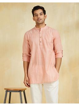 Fabindia - Orange Cotton Slim Fit Short Kurta