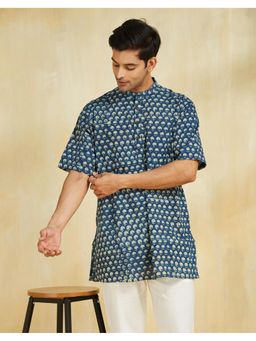 Fabindia - Indigo Cotton Dabu Printed Short Kurta