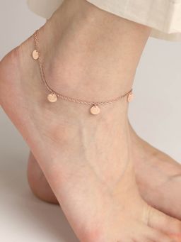 CLARA - Silver Rose Gold Plated Hammered Adjustable Chain Anklet Payal single for Women