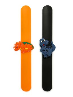 EL REGALO - Kids Bracelets Unisex Colors and Designs Fun Slapbands Orange and Black (Set of 2)