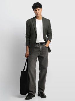 Arrow - Green Men Heathered Body Tailored Regular Fit Blazer