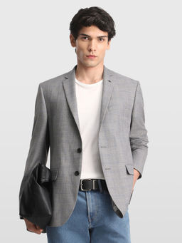 Arrow - Grey Men Windowpane Checked Body Tailored Regular Fit Blazer