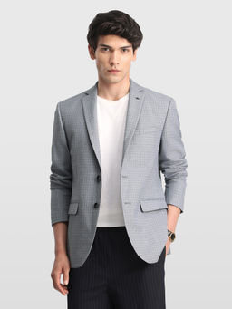 Arrow - Blue Men Micro Checked Body Tailored Regular Fit Blazer