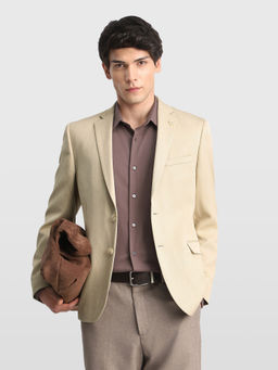 Arrow - Beige Men Solid Body Tailored Regular Fit Blazer