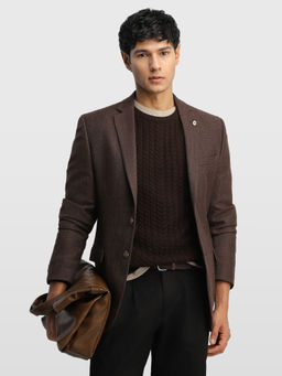Arrow - Brown Men Textured Body Tailored Regular Fit Blazer