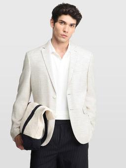 Arrow - Beige Men Heathered Body Tailored Regular Fit 185Blazer
