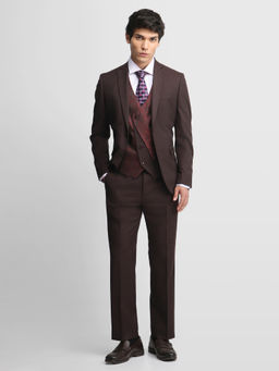 Arrow - Wine Men Solid Body Tailored Regular Fit Suit