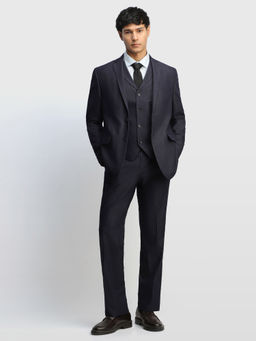 Arrow - Blue Men Heathered Three Piece Suit Blazer with Trouser and Waistcoat
