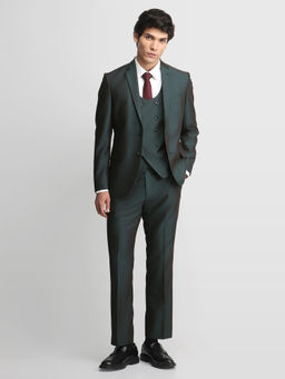 Arrow - Green Men Body Tailored Regular Fit Blazer with Trouser and Waistcoat