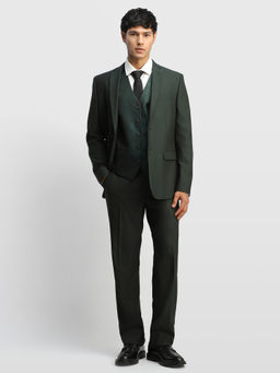 Arrow - Green Men Body Tailored Regular Fit Blazer with Trouser and Waistcoat
