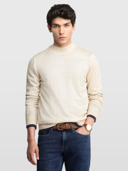 Arrow - Beige Men Solid Regular Fit Sweater
