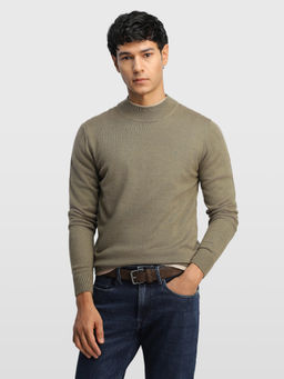 Arrow - Green Men Solid Regular Fit Sweater