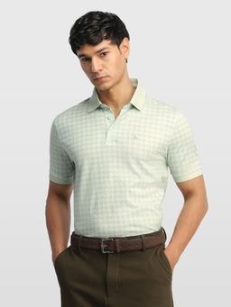 Arrow - Green Men Geometric Printed Glided Night Polo Shirt