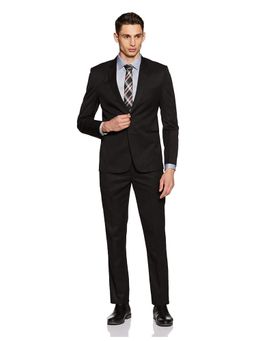 MANQ - Men Black Polyviscose Full Sleeves Blazer with Trouser