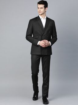 MANQ - Men Black Polyviscose Full Sleeves Blazer with Trouser