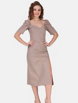 STARIN - Sweetheart Midi Dress Light Beige