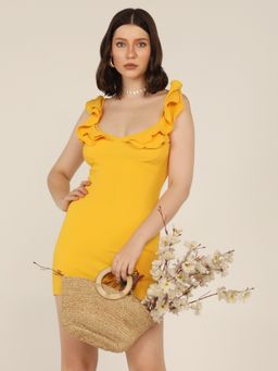 STARIN - Ruffle Mini Dress Yellow