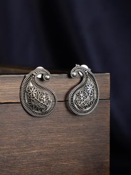 Spring Soul - Oxidized Paisley Floral Drop Earrings