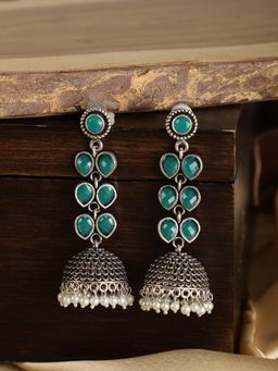 Spring Soul - Emerald Green Drop Jhumkas