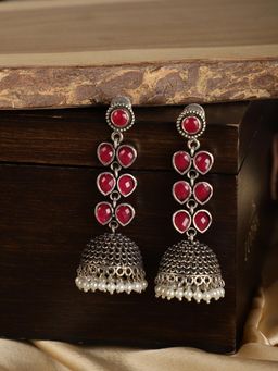 Spring Soul - Ruby Stone Jhumkas