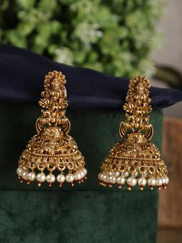 Spring Soul - Temple Gold Pearl Jhumkas