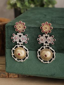 Spring Soul - Ruby Regal Dual-Toned Drop Earrings