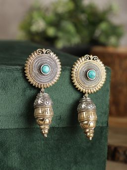 Spring Soul - Dual-Tone Turquoise Drop Earrings