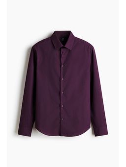 H&M - Men Purple Slim Fit Easy-Iron Shirt