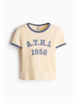 H&M - Women Yellow Fitted Cotton T-Shirt