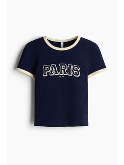 H&M - Women Blue Fitted Cotton T-Shirt