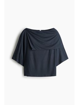 H&M - Women Blue Cape-Detail Jersey Top