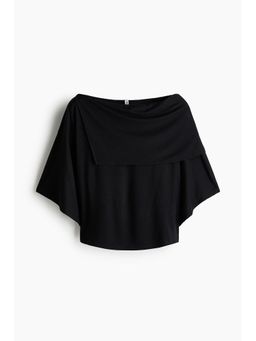 H&M - Women Black Cape-Detail Jersey Top