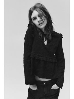 H&M - Women Black Jacquard Jersey Blouse