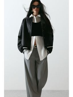 H&M - Women Black Coated Bomber Jacket