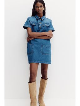 H&M - Women Blue Collared Denim Dress