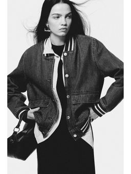 H&M - Women Blue Denim Baseball Jacket