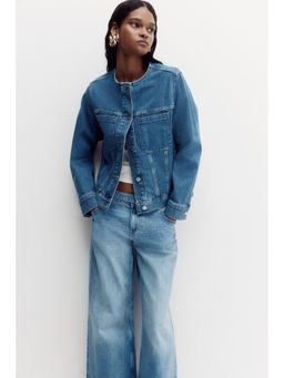 H&M - Women Blue Collarless Trucker Jacket