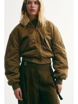 H&M - Women Green Wide Belt-Detail Trousers