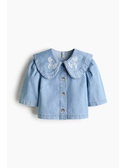 H&M - Women Blue Collared Denim Blouse