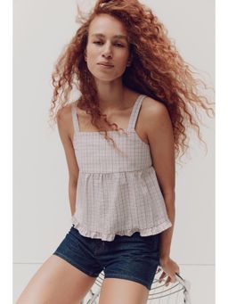 H&M - Women Pink Cotton Seersucker Top