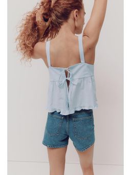 H&M - Women Blue Cotton Seersucker Top