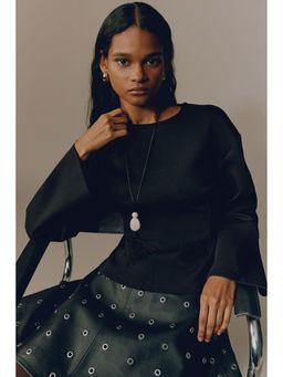 H&M - Women Black Waisted Interlock Top