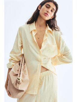 H&M - Women Yellow Linen-Blend Shirt