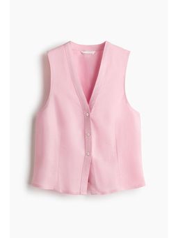 H&M - Women Pink Sleeveless Linen-Blend Shirt