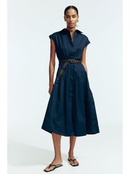 H&M - Women Blue Cotton Poplin Shirt Dress