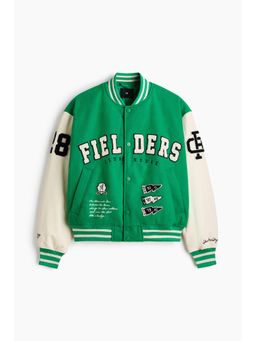 H&M - Men Green Motif-Detail Baseball Jacket