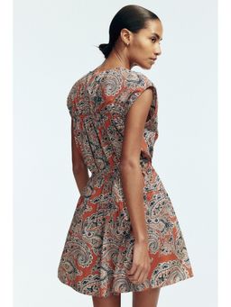 H&M - Women Orange Drawstring-Detail Poplin Dress