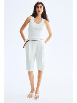 H&M - Women White Ribbed Cotton Vest Top